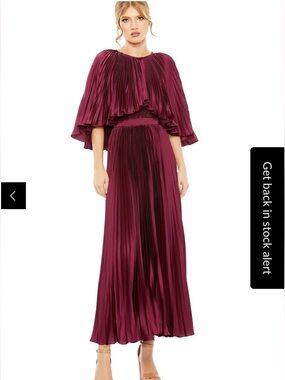 Mac Duggal Caped Tea-Length Party Dress: Mac Duggal 49638 in raspberry satin